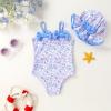 imageYOUNGER TREE Toddler Baby Girl Swimsuit Infant One Piece Bathing Suits with Hat Newborn Summer Beach SwimwearBlue Floral
