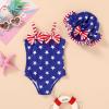 imageYOUNGER TREE Toddler Baby Girl Swimsuit Infant One Piece Bathing Suits with Hat Newborn Summer Beach SwimwearBlue Stars