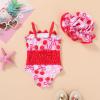 imageYOUNGER TREE Toddler Baby Girl Swimsuit Infant One Piece Bathing Suits with Hat Newborn Summer Beach SwimwearCherry