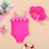imageYOUNGER TREE Toddler Baby Girl Swimsuit Infant One Piece Bathing Suits with Hat Newborn Summer Beach SwimwearHot Pink