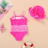 imageYOUNGER TREE Toddler Baby Girl Swimsuit Infant One Piece Bathing Suits with Hat Newborn Summer Beach SwimwearHot Pink