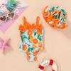imageYOUNGER TREE Toddler Baby Girl Swimsuit Infant One Piece Bathing Suits with Hat Newborn Summer Beach SwimwearOrange