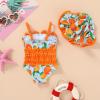 imageYOUNGER TREE Toddler Baby Girl Swimsuit Infant One Piece Bathing Suits with Hat Newborn Summer Beach SwimwearOrange