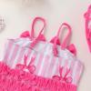 imageYOUNGER TREE Toddler Baby Girl Swimsuit Infant One Piece Bathing Suits with Hat Newborn Summer Beach SwimwearPink Bows and Stripes