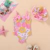 imageYOUNGER TREE Toddler Baby Girl Swimsuit Infant One Piece Bathing Suits with Hat Newborn Summer Beach SwimwearPink Flower