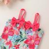 imageYOUNGER TREE Toddler Baby Girl Swimsuit Infant One Piece Bathing Suits with Hat Newborn Summer Beach SwimwearRed Floral