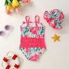 imageYOUNGER TREE Toddler Baby Girl Swimsuit Infant One Piece Bathing Suits with Hat Newborn Summer Beach SwimwearRed Floral