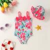 imageYOUNGER TREE Toddler Baby Girl Swimsuit Infant One Piece Bathing Suits with Hat Newborn Summer Beach SwimwearRed Floral