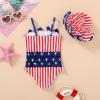 imageYOUNGER TREE Toddler Baby Girl Swimsuit Infant One Piece Bathing Suits with Hat Newborn Summer Beach SwimwearRed Stripe