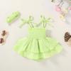 imageYOUNGER TREE Baby Girl Clothes Infant Summer Romper Dress Sleeveless Bodysuit Jumpsuit with Headband Toddler OutfitsLight Green