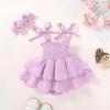 imageYOUNGER TREE Baby Girl Clothes Infant Summer Romper Dress Sleeveless Bodysuit Jumpsuit with Headband Toddler OutfitsLight Purple