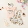 imageYOUNGER TREE Infant Toddler Baby Girl Summer Outfit Sunflower Strap Sets Sleeveless Romper Suspender Skirt 3pcs Clothing SetsLight Pink Floral