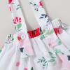 imageYOUNGER TREE Infant Toddler Baby Girl Summer Outfit Sunflower Strap Sets Sleeveless Romper Suspender Skirt 3pcs Clothing SetsPink Floral