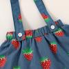 imageYOUNGER TREE Infant Toddler Baby Girl Summer Outfit Sunflower Strap Sets Sleeveless Romper Suspender Skirt 3pcs Clothing SetsStrawberries