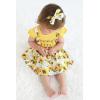 imageYOUNGER TREE Infant Toddler Baby Girl Summer Outfit Sunflower Strap Sets Sleeveless Romper Suspender Skirt 3pcs Clothing SetsYellow Sunflower