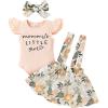 imageYOUNGER TREE Infant Toddler Baby Girl Summer Outfit Sunflower Strap Sets Sleeveless Romper Suspender Skirt 3pcs Clothing SetsLight Pink Floral