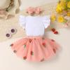 imageYOUNGER TREE Baby Girl 1st Birthday Outfits One Year Old Clothes Romper Tutu Cake Smash Skirt with Headband Baby Girl GiftsSparkly Strawberry One