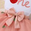 imageYOUNGER TREE Baby Girl 1st Birthday Outfits One Year Old Clothes Romper Tutu Cake Smash Skirt with Headband Baby Girl GiftsSparkly Strawberry One
