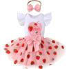 imageYOUNGER TREE Baby Girl 1st Birthday Outfits One Year Old Clothes Romper Tutu Cake Smash Skirt with Headband Baby Girl GiftsPink Strawberry One