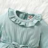 imageYOUNGER TREE Newborn Infant Baby Girl Romper Ruffle Neck Long Sleeve Jumpsuit Bodysuit One Pieces Vintage Clothes OutfitGreen