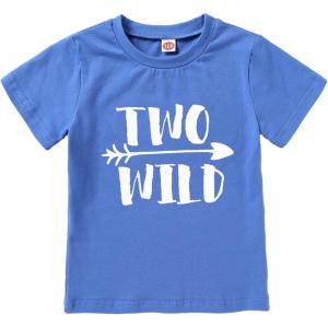 imageSecond Birthday TShirt Baby Boy Girl Two Wild Blouse Two Year Old Birthday Top Clothes OutfitsBlue