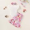 imageYOUNGER TREE Baby Girl 1st Birthday Outfit  My First Birthday Romper ampamp Flared PantsIce Cream Sweet One