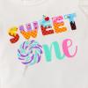imageYOUNGER TREE Baby Girl 1st Birthday Outfit  My First Birthday Romper ampamp Flared PantsIce Cream Sweet One