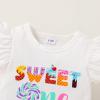 imageYOUNGER TREE Baby Girl 1st Birthday Outfit  My First Birthday Romper ampamp Flared PantsIce Cream Sweet One