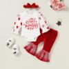 imageYOUNGER TREE Newborn Baby Girl My First Valentines Day Outfit Long Sleeve Romper and Bell Bottoms with Headband Clothes Set 03 Months