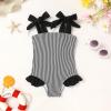 imageYOUNGER TREE Toddler Swimsuit Girl Color Block Stripe OnePiece Swimwear Baby Girl Bathing SuitsBlack Stripe