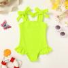 imageYOUNGER TREE Toddler Swimsuit Girl Color Block Stripe OnePiece Swimwear Baby Girl Bathing SuitsFluorescent Green