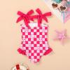 imageYOUNGER TREE Toddler Swimsuit Girl Color Block Stripe OnePiece Swimwear Baby Girl Bathing SuitsGrid and Smile Face