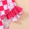 imageYOUNGER TREE Toddler Swimsuit Girl Color Block Stripe OnePiece Swimwear Baby Girl Bathing SuitsGrid and Smile Face