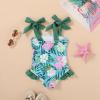 imageYOUNGER TREE Toddler Swimsuit Girl Color Block Stripe OnePiece Swimwear Baby Girl Bathing SuitsLeaf