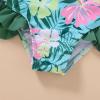 imageYOUNGER TREE Toddler Swimsuit Girl Color Block Stripe OnePiece Swimwear Baby Girl Bathing SuitsLeaf