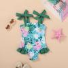 imageYOUNGER TREE Toddler Swimsuit Girl Color Block Stripe OnePiece Swimwear Baby Girl Bathing SuitsLeaf