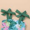 imageYOUNGER TREE Toddler Swimsuit Girl Color Block Stripe OnePiece Swimwear Baby Girl Bathing SuitsLeaf