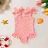 imageYOUNGER TREE Toddler Swimsuit Girl Color Block Stripe OnePiece Swimwear Baby Girl Bathing SuitsPeach Pink Flowers