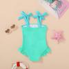 imageYOUNGER TREE Toddler Swimsuit Girl Color Block Stripe OnePiece Swimwear Baby Girl Bathing SuitsPink Green and Blue