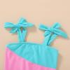 imageYOUNGER TREE Toddler Swimsuit Girl Color Block Stripe OnePiece Swimwear Baby Girl Bathing SuitsPink Green and Blue
