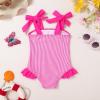 imageYOUNGER TREE Toddler Swimsuit Girl Color Block Stripe OnePiece Swimwear Baby Girl Bathing SuitsRose Red Stripe