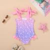 imageYOUNGER TREE Toddler Swimsuit Girl Color Block Stripe OnePiece Swimwear Baby Girl Bathing SuitsStar