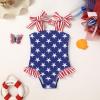 imageYOUNGER TREE Toddler Swimsuit Girl Color Block Stripe OnePiece Swimwear Baby Girl Bathing SuitsStar Stripes