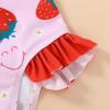 imageYOUNGER TREE Toddler Swimsuit Girl Color Block Stripe OnePiece Swimwear Baby Girl Bathing SuitsStrawberry and Smile Face