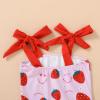 imageYOUNGER TREE Toddler Swimsuit Girl Color Block Stripe OnePiece Swimwear Baby Girl Bathing SuitsStrawberry and Smile Face