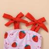 imageYOUNGER TREE Toddler Swimsuit Girl Color Block Stripe OnePiece Swimwear Baby Girl Bathing SuitsStrawberry and Smile Face