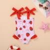 imageYOUNGER TREE Toddler Swimsuit Girl Color Block Stripe OnePiece Swimwear Baby Girl Bathing SuitsStrawberry and Smile Face