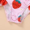 imageYOUNGER TREE Toddler Swimsuit Girl Color Block Stripe OnePiece Swimwear Baby Girl Bathing SuitsStrawberry and Smile Face