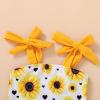 imageYOUNGER TREE Toddler Swimsuit Girl Color Block Stripe OnePiece Swimwear Baby Girl Bathing SuitsSunflower and Heart