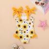 imageYOUNGER TREE Toddler Swimsuit Girl Color Block Stripe OnePiece Swimwear Baby Girl Bathing SuitsSunflower and Heart